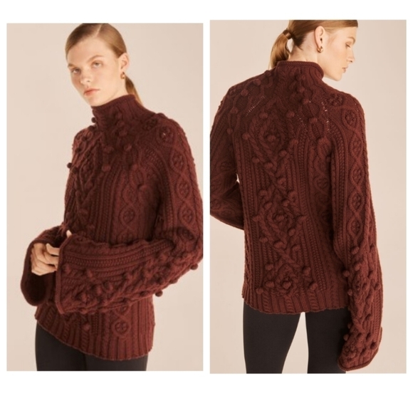 New Rebecca Taylor BAUBLE CABLE TURTLENECK - Picture 1 of 11